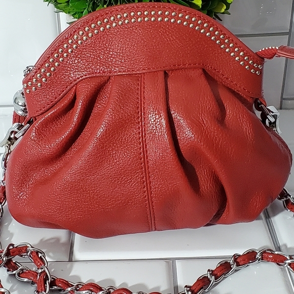 CACHE Red Small Purse with Silver Chain Shoulder  - Picture 2 of 8